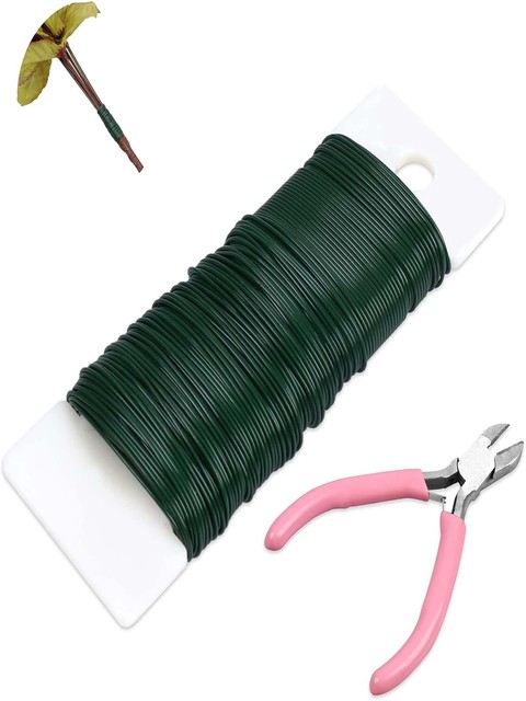 22 Gauge Floral Wire Flexible Paddle Wire Florist Green Wire with Wire  Cutter for Flower Making Accessory - AliExpress